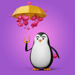 Cute penguin, cute animal, 3d rendering illustration