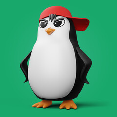 Cute penguin, cute animal, 3d rendering illustration