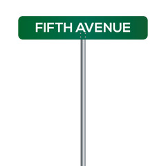 Fifth Avenue Street Sign on white background