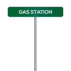 Gas Station Street Sign on white background