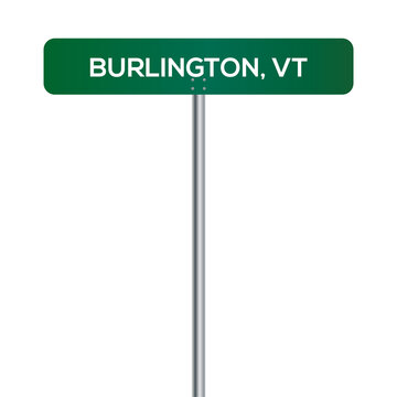 Burlington, VT Street Sign on white background