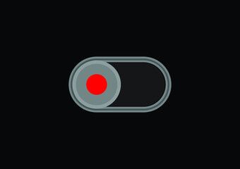 Off button power button slider red button isolate vector in black background
