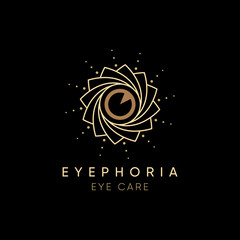 eyephoria eye care logo, creative luxury eye with line flower  vector