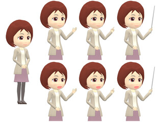 [Presentation A] Woman cardigan bob haircut oblique angle