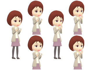 [Surprise A] Woman cardigan bob haircut oblique angle