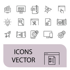 Web Development icons set . Web Development pack symbol vector elements for infographic web