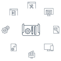 Web Development icons set . Web Development pack symbol vector elements for infographic web