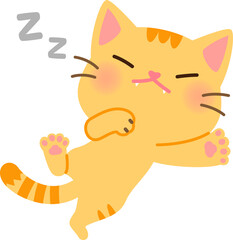 仰向けで熟睡するトラ猫