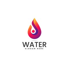 Vector Logo Illustration Water Gradient Colorful Style.