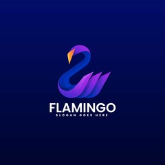 Vector Logo Illustration Flamingo Gradient Colorful Style.