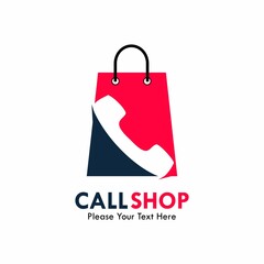 Call shop  logo design template illustration