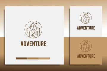 adventure logo design template, with a simple mountain icon