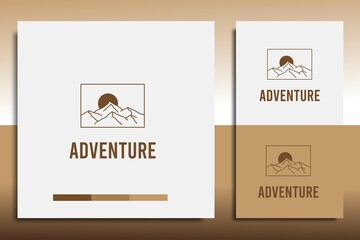 adventure logo design template, with a simple mountain icon