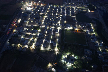 Night aerial view of SA Garden Kala Shah Kako Punjab Pakistan