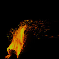 fire in a black background