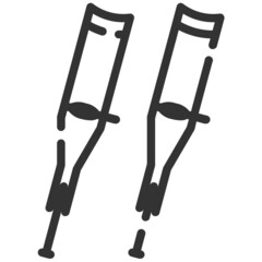 Simple crutches outline icon, walking and support small shadow monotone color on the white background