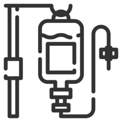 Simple iv bag outline icon, mineral sult and healthcare small shadow monotone color on the white background