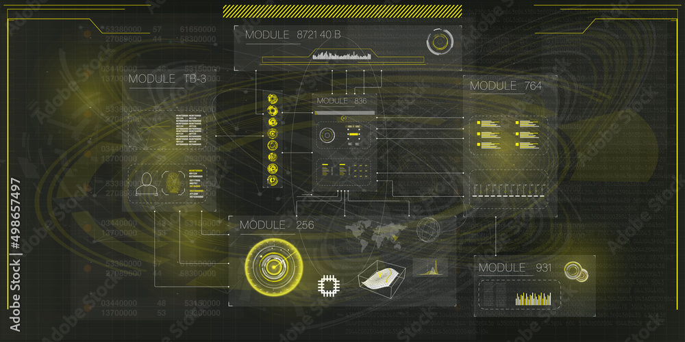 Poster hud futuristic frames. target ui ux screens. radar screen. virtual reality technology view display h