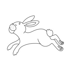 Funny Easter bunny character. Black outline of a rabbit on a white background. For decoration of children's parties, postcards, prints on T-shirts. Symbol 2023. Vector illustration.