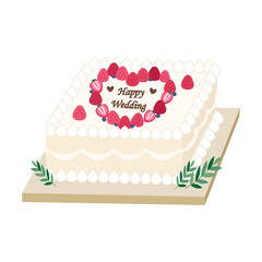 四角いウェディングケーキのイラスト