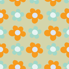 Checkered flower Mod Retro Floral Print seamless repeat vector repeating pattern