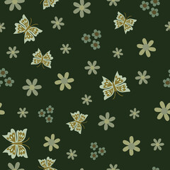 Green butterfly seamless vector pattern