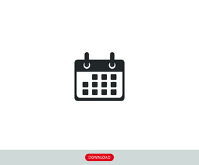 Flat calendar Icon. Calendar on the wall. Vector illustration.