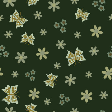 Green butterfly seamless vector pattern © Molly's Motifs