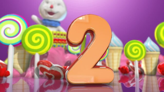 Cartoon candy countdown, 3 seconds countdown, cartoon opening animation.