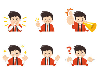 法被を着たイベントスタッフの男性　ジェスチャー