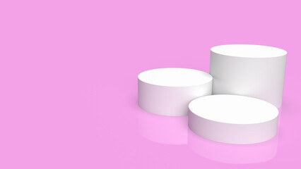 The white podium on pink background for present or advertising concept 3d rendering