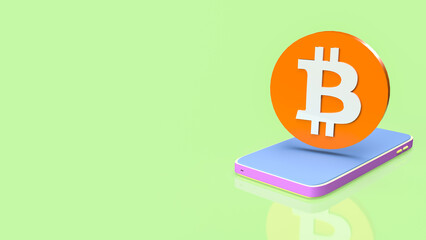 bitcoin on mobile for business concept 3d rendering.