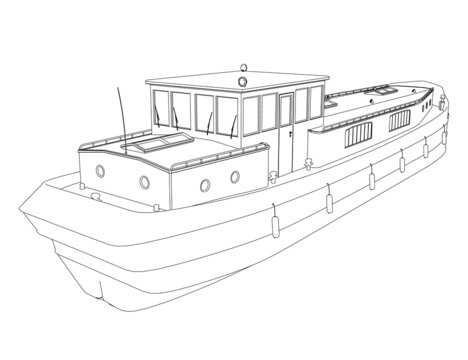 recommend clip art: Boat outline from black lines isolated on white background. Vector illustration