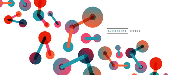 Line points connections geometric abstract background. Circles connected by lines. Trendy techno business template for wallpaper, banner, background or landing