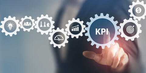 KPI concept. Key Performance Indicator using business intelligence metrics to measure achievement versus planned target. Touching on  