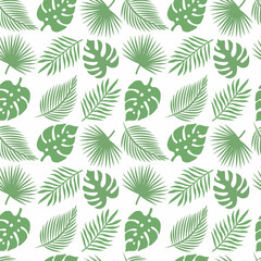 Fototapeta na wymiar Tropical Animals and Leaves seamless pattern