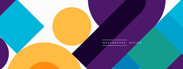 Minimal geometric abstract background. Circle square and triangle design. Trendy techno business template for wallpaper, banner, background or landing