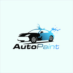 Modern cartoon auto paint car service logo design idea