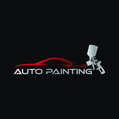 Auto paint service logo design with abstract car idea
