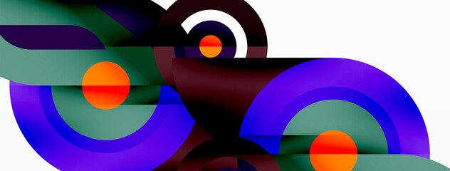 Fototapeta premium Abstract round shapes background. Minimalist decoration. Geometric background with circles and rings