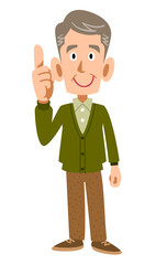 要点を解説する年配の男性の全身
