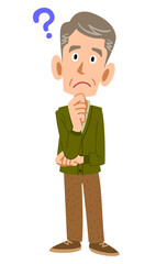 Obraz premium 疑問を持つ年配の男性の全身 