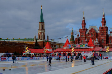 Moscow, an ice rink on Red Square.