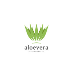 Simple aloevera plant logo icon symbol vector