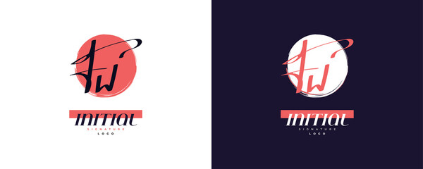 Initial F and W Logo Design in Elegant and Minimalist Handwriting Style. FW Signature Logo for Business Identity
