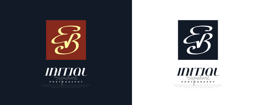 Initial E and B Logo Design in Elegant and Minimalist Handwriting Style. EB Signature Logo for Business Identity