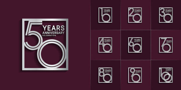 set of anniversary premium collection silver color can be use for celebration event