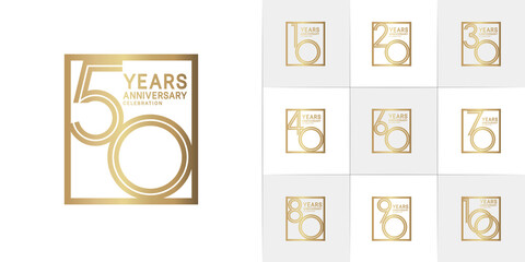 set of anniversary premium collection golden color can be use for celebration event
