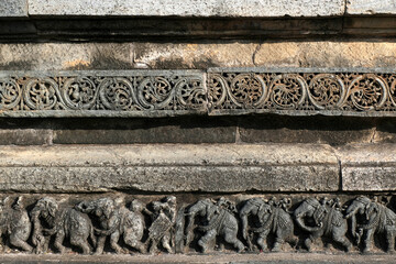 Belur, Karnataka, India - Dec 19 2021, Belur and Halebidu temple carvings and sculptures, Hoysala...