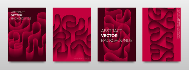 Set of stylish backgrounds with abstract curved lines.